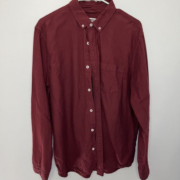 Express Classic Soft Wash Maroon Red Men's Button Down Shirt Long Sleeve VGCond - Picture 1 of 7
